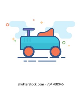 Toy car icon in outlined flat color style. Vector illustration.
