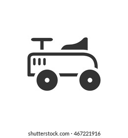 Toy car icon in single grey color. Kids children playing driver