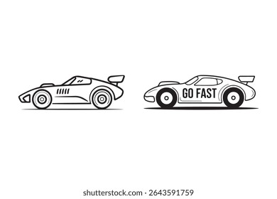 Toy car line art vector illustration
