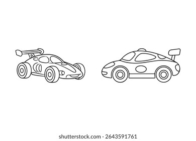Ilustração vetorial da arte da linha do carro de brinquedo