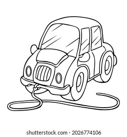 toy car line vector illustration,isolated on white background,top view