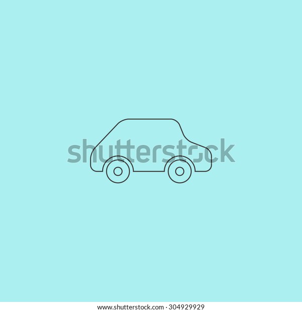 Toy Car logo template. Simple outline flat\
vector icon isolated on blue\
background