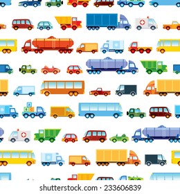 Toy car pattern, collection of various funny toy cars.