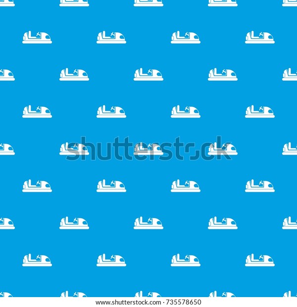 Toy car pattern repeat seamless in\
blue color for any design. Vector geometric\
illustration