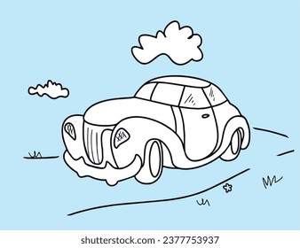 Toy car. Picture. Vector graphics, eps