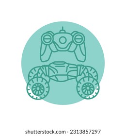 Toy car with remote control black line icon. Pictogram for web page, mobile app, promo.