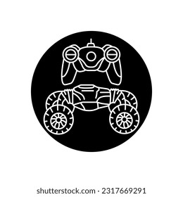 Toy car with remote control black line icon. Pictogram for web page, mobile app, promo.