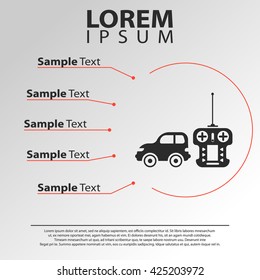toy car and remote controller icon. toy car and remote controller infographics template