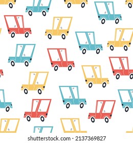 Toy car seamless wrapping pattern vector design element

