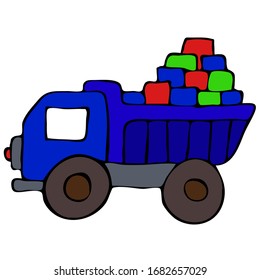 Spielzeugauto einfach, handgezeichnet, Vektorillustration