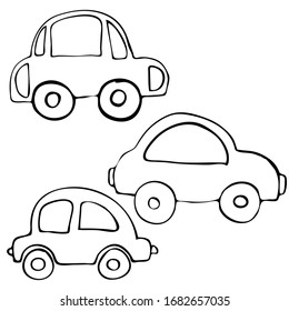 Toy car simple, hand draw, vector illustration