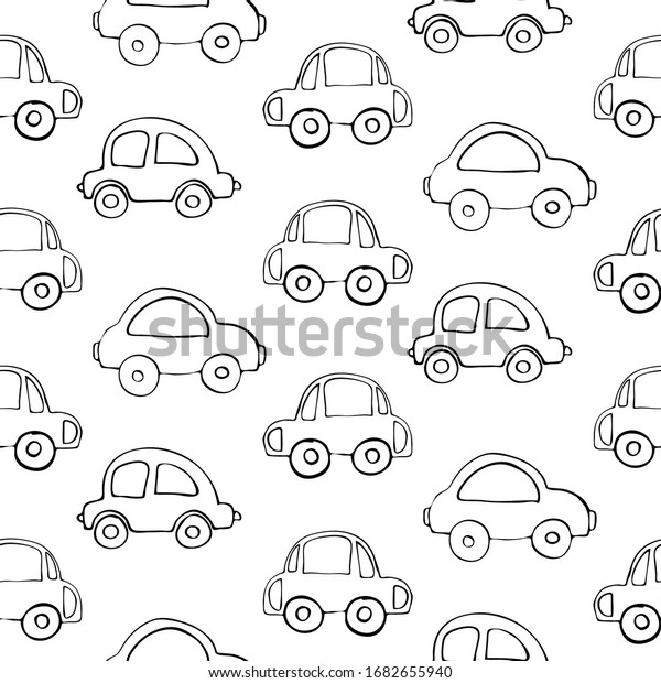 Toy car\
simple, hand draw, vector seamless\
pattern