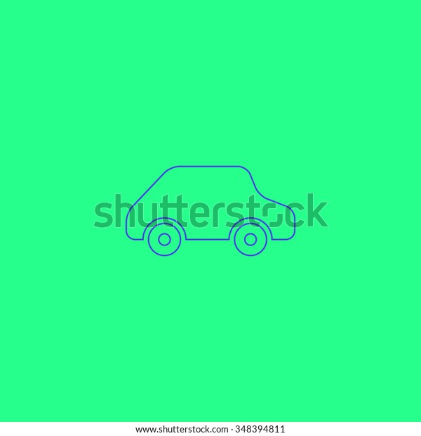 Toy\
Car Simple outline vector icon on green background\
