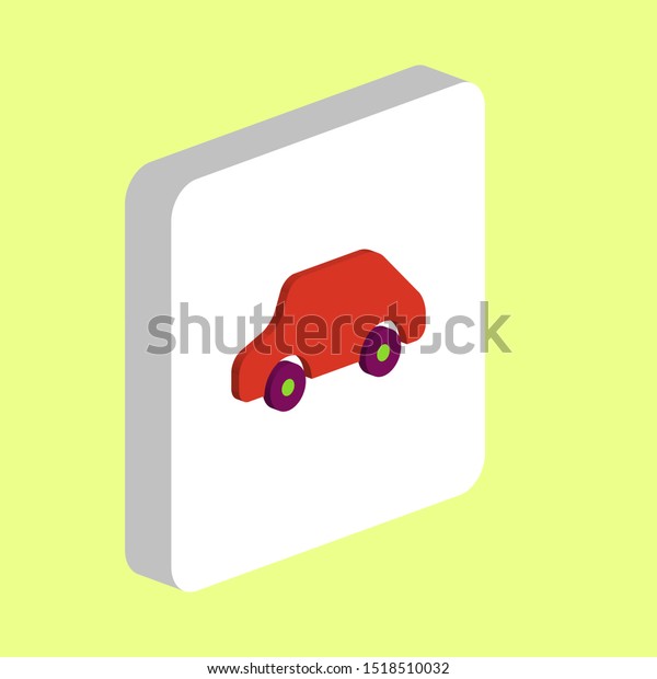 Toy Car\
Simple vector icon. Illustration symbol design template for web\
mobile UI element. Perfect color isometric pictogram on 3d white\
square. Toy Car icons for you business\
project