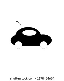Toy car vector , isolated in black and white symbol