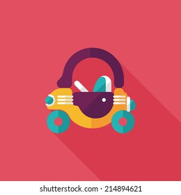 toy car walker flat icon with long shadow