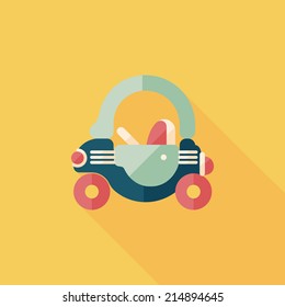 toy car walker flat icon with long shadow