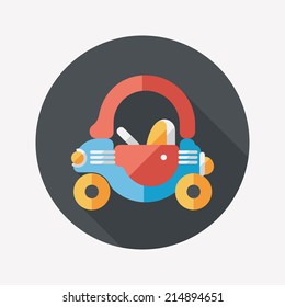 toy car walker flat icon with long shadow