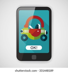 toy car walker flat icon with long shadow