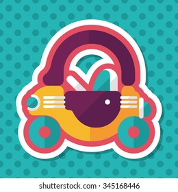 toy car walker flat icon with long shadow