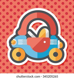 toy car walker flat icon with long shadow