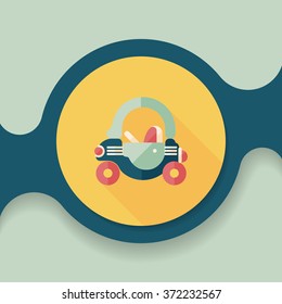toy car walker flat icon with long shadow