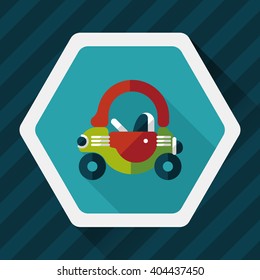 toy car walker flat icon with long shadow