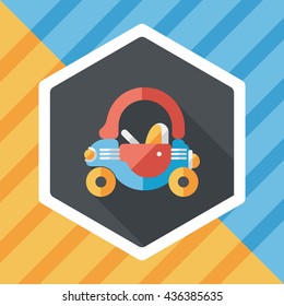 toy car walker flat icon with long shadow