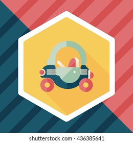 toy car walker flat icon with long shadow