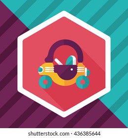 toy car walker flat icon with long shadow