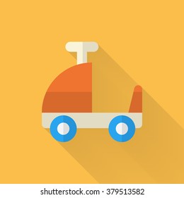 Toy car walker icon , Vector flat long shadow design. Children's toys concept.