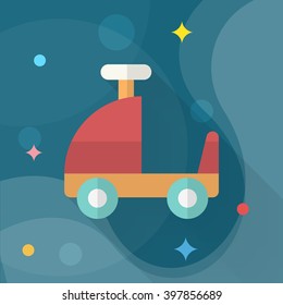 Toy car walker icon , Vector flat long shadow design. Children's toys concept.