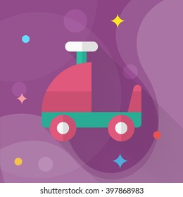 Toy car walker icon , Vector flat long shadow design. Children's toys concept.