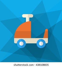 Toy car walker icon , Vector flat long shadow design. Children's toys concept.