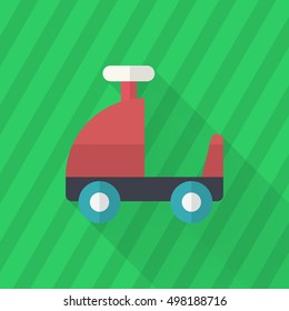 Toy car walker icon , Vector flat long shadow design. Children's toys concept.