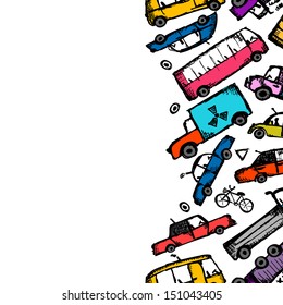 Toy cars collection, seamless pattern for your design