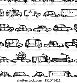 Toy cars collection, seamless pattern for your design