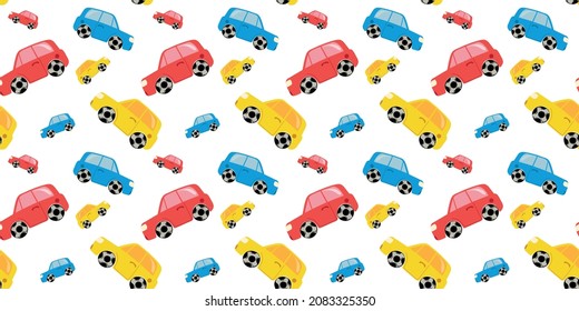  Toy cars seamless pattern. Baby yellow, red and blue auto or car on a white background. Background, texture.
Design for paper, cover, fabric, interior decor and other users.