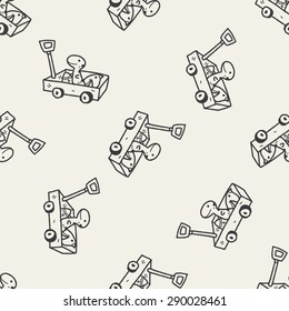 toy cart doodle seamless pattern background