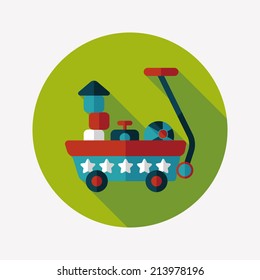 toy cart flat icon with long shadow,eps10