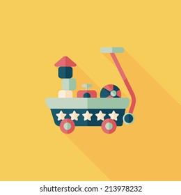 toy cart flat icon with long shadow,eps10