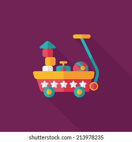 toy cart flat icon with long shadow,eps10