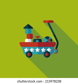 toy cart flat icon with long shadow,eps10