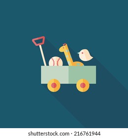 toy cart flat icon with long shadow,eps10