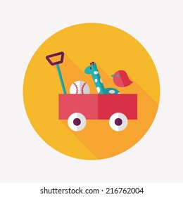 toy cart flat icon with long shadow,eps10
