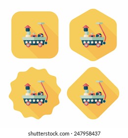 toy cart flat icon with long shadow,eps10