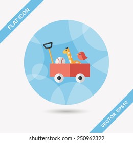 toy cart flat icon with long shadow,eps10