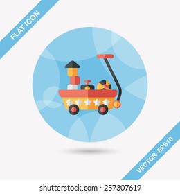 toy cart flat icon with long shadow,eps10