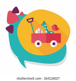 toy cart flat icon with long shadow,eps10