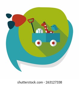 toy cart flat icon with long shadow,eps10